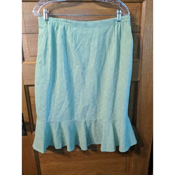 Alfred Dunner Size 12 Green Skirt Modest Vintage Womens Business Flare - Picture 4 of 4
